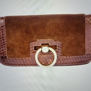 JIMMY CHOO Python- Trimmed Suede Wallet